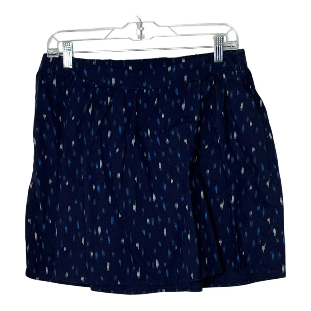 Old Navy Womens Navy Blue Ikat Print Cotton Mini Skirt Size M Elastic Back
